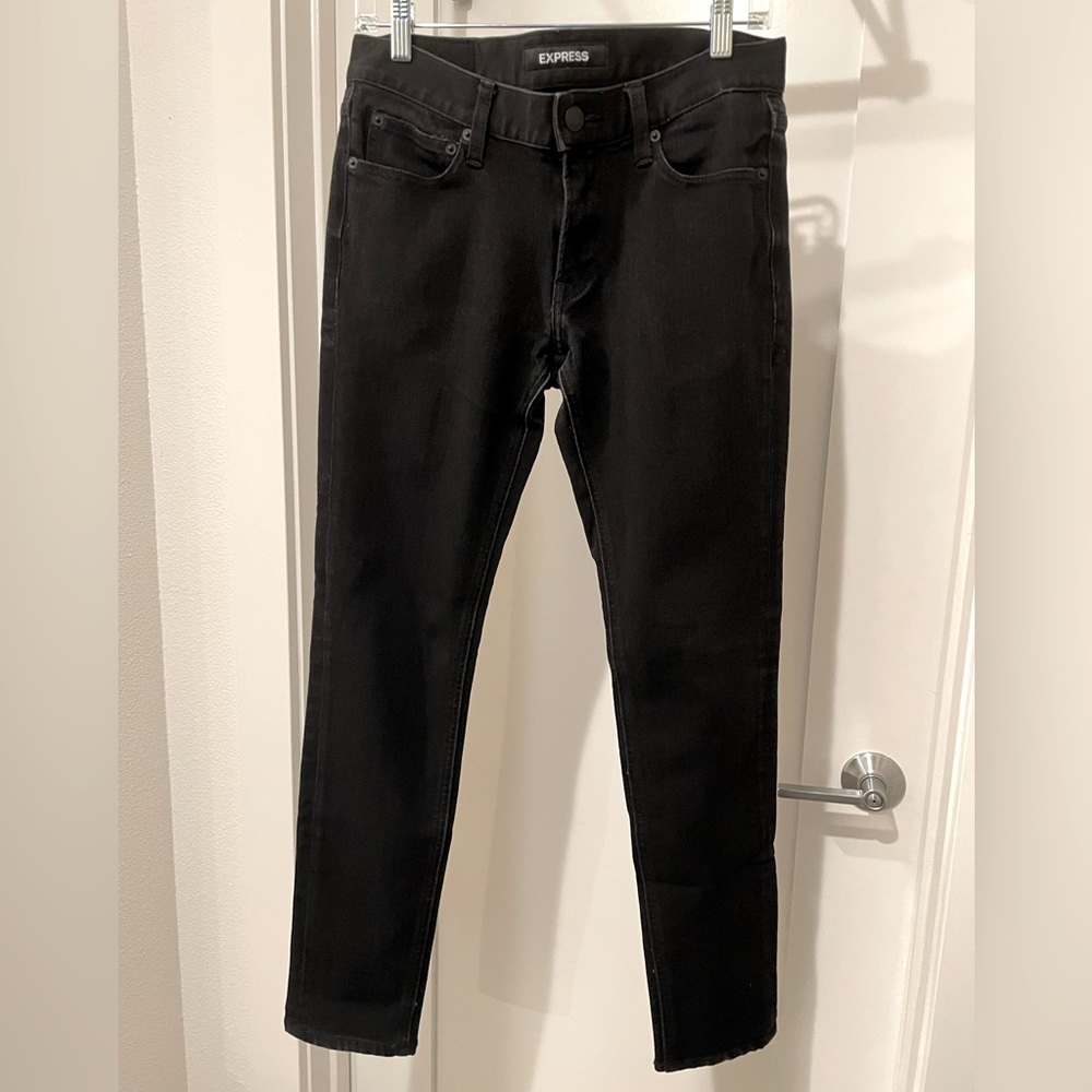 Express Skinny Black 4-Way Stretch Jeans (29x32) - Picture 2 of 5